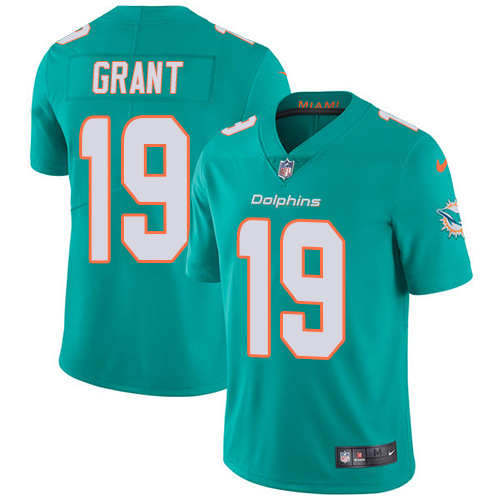Nike Miami Dolphins #19 Jakeem Grant Aqua Green Team Color Men Stitched NFL Vapor Untouchable Limited Jersey